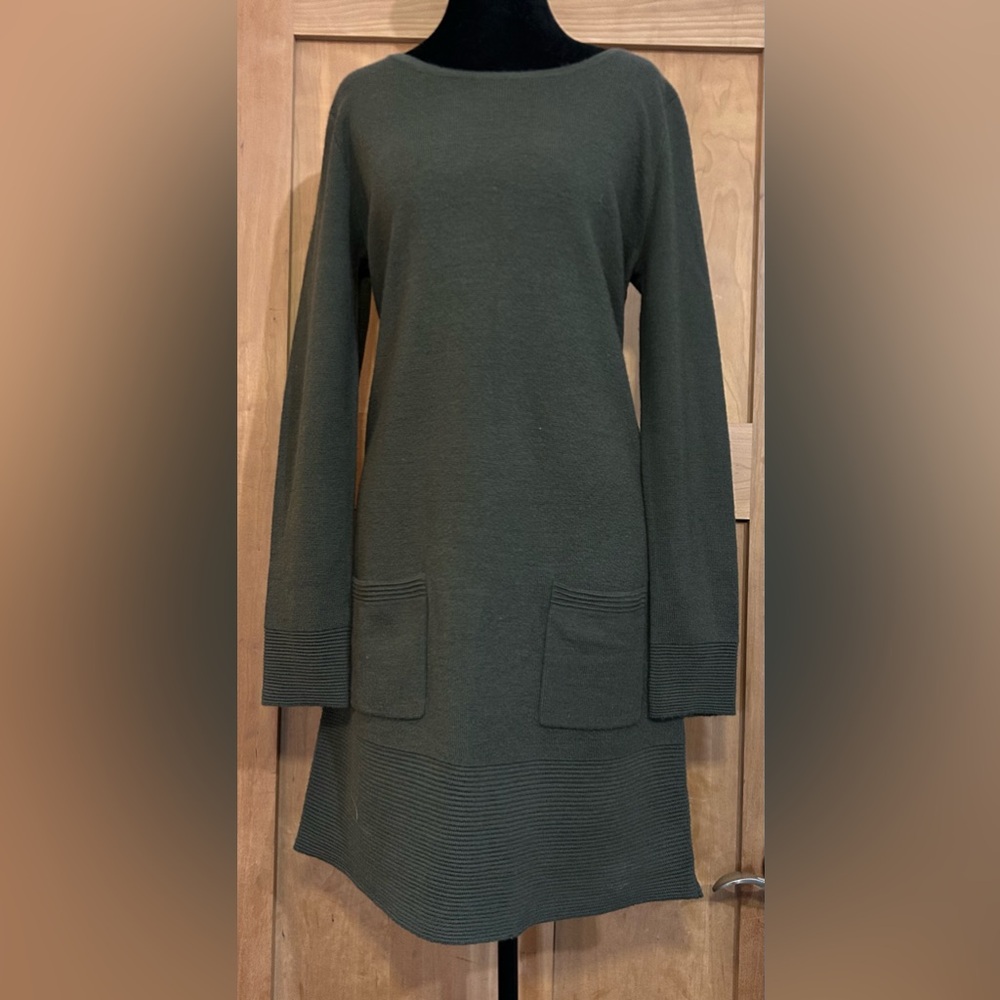 Adrienne Vittadini Olive Long Sleeve Dress - Picture 1 of 6